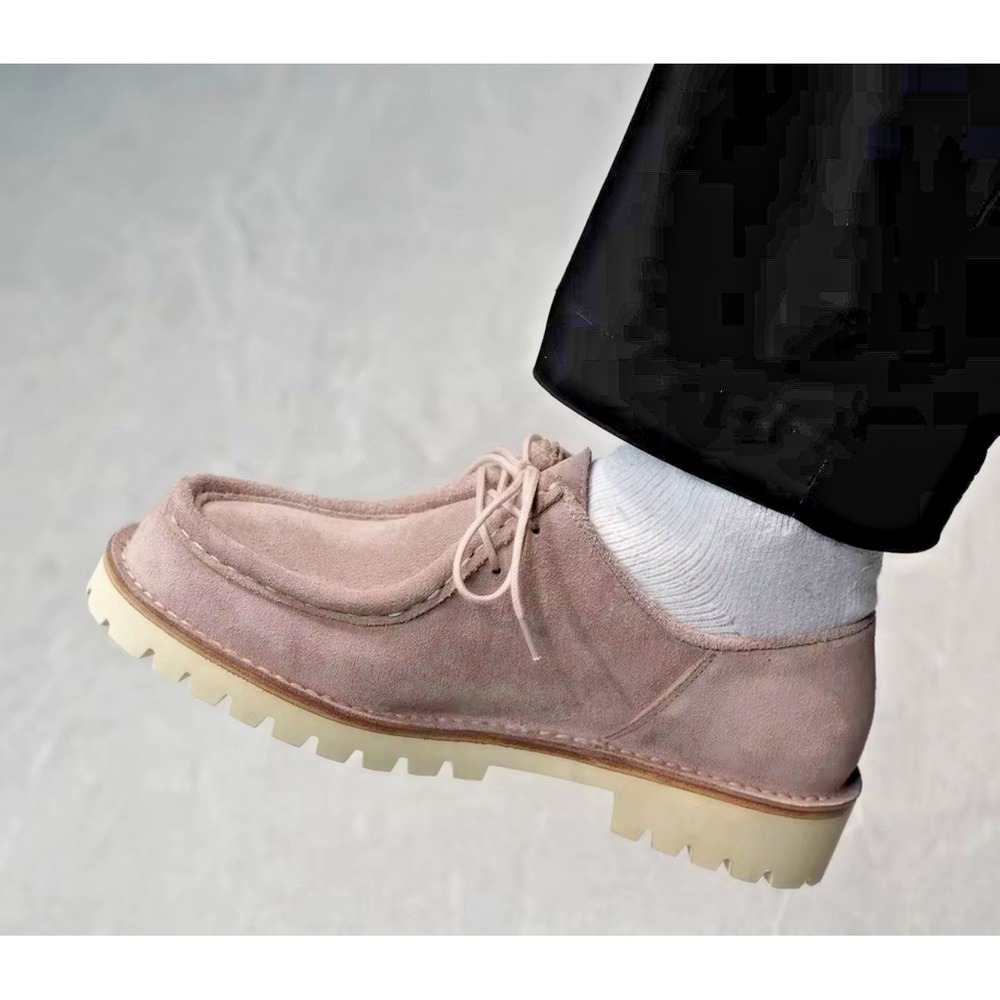 G.H. Bass Originals Wmn Size 7.5M Wallace‎ Suede Lace Up Lug Sole Moc Shoes Pink